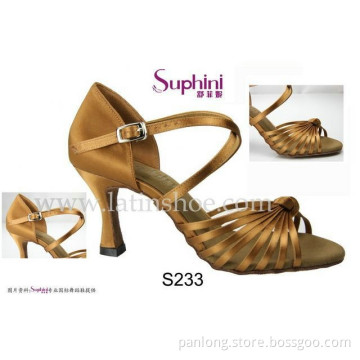 Suphini Deep Tan Straps Knote American Latin Dance Shoes